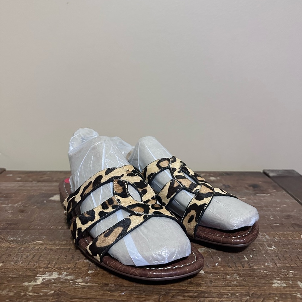 Sam Edelman Leopard Print Strappy Flat Sandals Womens Size 10